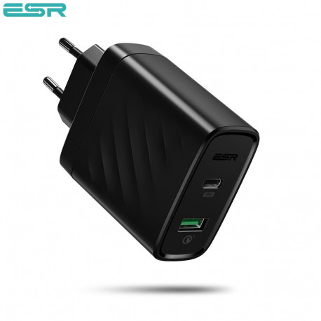 Incarcator de retea ESR Power Delivery (PD) Charger 36W, 1 port USB-C + 1 port USB-A, Black
