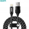 ESR iPhone Lightning High Life Span Nylon Braided Charger Cable, Black, 1m