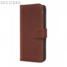 Leather wallet case with magnet closure for iPhone X Decoded brown