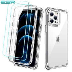 ESR Alliance - Clear frame case for iPhone 12/12 Pro + 2 Tempered-Glass Screen Protectors